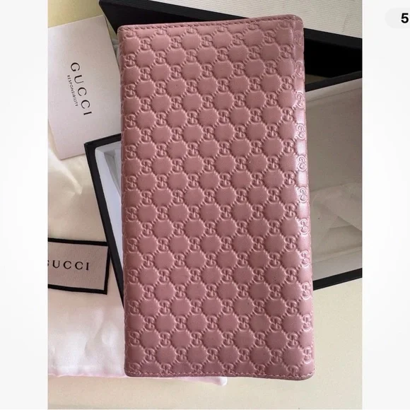 Gucci Microguccissima leather flap continental wallet in pink with chain - Picture 9 of 14